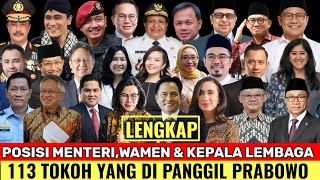 LENGKAP  INILAH POSISI MENTRIWAMEN amp KEPALA LEMBAGA 113 TOKOH YANG DI PANGGIL PRABOWO KE HAMBALANG [upl. by Idden]