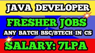 JAVA Developer Jobs For freshers  BSC CSBTECH CSE ANY BATCH eligible apply jobsadvisortelugu [upl. by Basir]