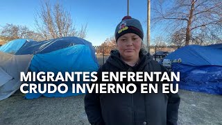 Migrantes en Chicago enfrentan crudo invierno [upl. by Hpseoj]