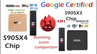 Mecool km6 S905X4 Chip km1 S905X3 Chip Running score comparison ANTUTU SCORE [upl. by Jabon]