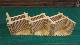 How to make a pen stand using ice cream sticks  Popsicle stick art and craft [upl. by Tneicniv]