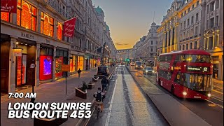 7AM London bus ride through the heart of London  Oxford St Piccadilly Big Ben  Bus Route 453 🚌 [upl. by Granoff]