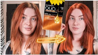 HOW I KEEP MY COPPER HAIR BRIGHT WITHOUT USING BLEACH  Garnier olia 740 amp DIY colour mask [upl. by Yllek]