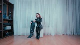 HAUL AND TRY ON BOOTS BOOTIES OVERKNEES THIGHHIGH BOOTS WEARING LEATHER LEGGINGS AND LATEX TOP [upl. by Yseulta]