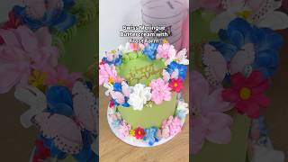 Floral Cake made with Swiss Meringue Buttercream amp Frost Form 🌸 cakedecorating [upl. by Ardied512]