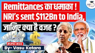 Indias Robust Remittance NRI Contributions Reach 112 Billion in 2023  UPSC [upl. by Ecad]