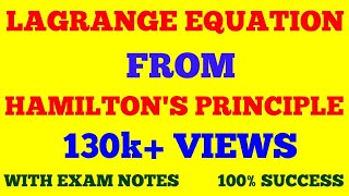 LAGRANGE EQUATION FROM HAMILTON PRINCIPLE  DERIVATION OF LAGRANGE EQUATION FROM HAMILTON PRINCIPLE [upl. by Vladimar]