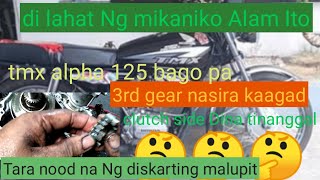 HONDA TMX 125 ALPHA PAGPAPALIT NG THIRD GEAR NA HINDI NA KINAKALAS ANG CLUTCH SIDE [upl. by Jer]