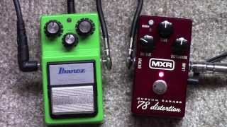 Ibanez TS 9 Tube Screamer vs MXR Custom Badass 78 Distortion Pedal Shootout [upl. by Natasha]