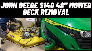 How to Remove Mower Deck John Deere S140 [upl. by Fisuoy]