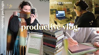 productive vlog  study with me for exams current reads opening packages [upl. by Yonita278]