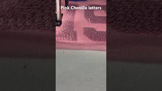 Embroidering Pink chenille letters in a hoodie [upl. by Owain]