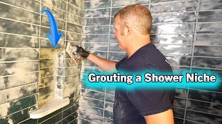 Grouting a Shower Niche amp Outside Corners  Epoxy Grout [upl. by Serrano57]