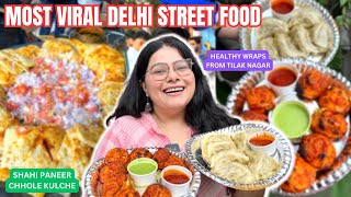 VIRAL DELHI STREET FOOD  Janakpuri Shahi Paneer Chhole Kulche Wrap Hut Best West DELHI Momos [upl. by Nohpets919]