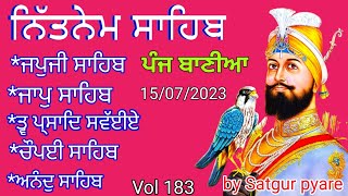 Nitnem  Nitnem sahib full path  Vol 183  ਨਿਤਨੇਮ  Nitnem Panj Baniya  ਨਿਤਨੇਮ ਪੰਜ ਬਾਣੀਆ [upl. by Aronas]