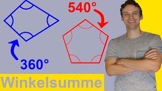 Winkelsumme im Viereck Fünfeck  Sechseck usw  Winkelsätze 6  einfache Erklärung für alle Fälle [upl. by Tumer]