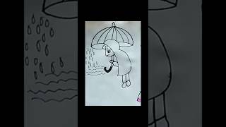 Girl Draw With Umbrella ☔girl drawing easydrawing shorts [upl. by Elokkin130]