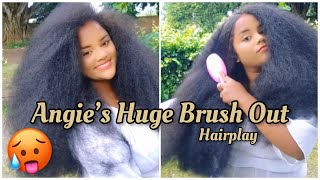 Angie’s Huge Brushed Curls Hairplay Video [upl. by Aiderfla486]