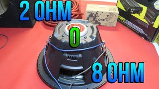 SUBIR Y BAJAR LA IMPEDANCIA DE UN SUBWOOFER DOBLE BOBINA DE 4 OHM [upl. by Htebasil455]