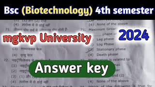 biotechnology 4th semester answer key mgkvp University 2024biotechnology 4th semester mgkvp [upl. by Milon]