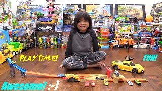 Kids Toy Cars Hot Wheels Bulldoze Blast Playset Unboxing and Playtime with Hulyan [upl. by Jacky189]