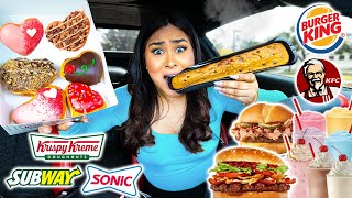 Eating The NEWEST Fast Food Items For 24 Hours FOOD CHALLENGE [upl. by Enoed]