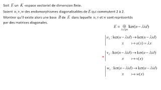 Diagonalisation simultanée pr une famille  infinie  dendo diagonalisables qui commutent 2 à 2 [upl. by Ahsekad]