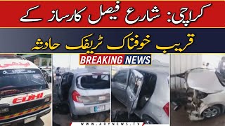 Karachi Shahrah e Faisal par traffic hadsa Khatoon Jan bahak [upl. by Yttak44]