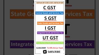 CGST  SGST  IGST amp UTGST Full Form  full form of cgst sgst igst shorts ytshorts [upl. by Milka]