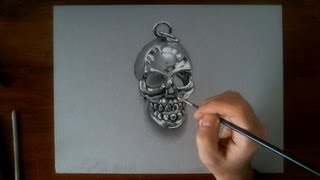 Crazy Speed Drawing Metal Skull  3D illusion [upl. by Oidgime]