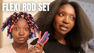 Flexi Rod on Blown Out Hair  Natural Hair [upl. by Atsuj]