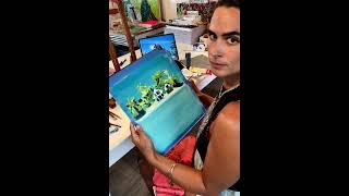 Paint with me French Polynesia Motu Village and ocean water [upl. by Tedmund]