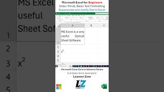 Superscript and Justify Text in MS Excel excel learning teacher shorts shortsfeed education [upl. by Ecyle]