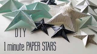 DIY One Minute Paper Star Christmas Ornaments [upl. by Coy746]