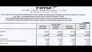 Time Technoplast Result Today  Time Technoplast Latest  TIMETECHNO  Time Technoplast Q1 Result [upl. by Schwartz]