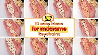 Top 10 easy macrame patterns for keychain ideas beginners friendly  Easy Christmas craft gift ideas [upl. by Nnil937]