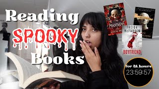 reading ONLY SPOOKY books for 24 hours 🩸👻🔪 spoiler free reading vlog [upl. by Ahsenhoj332]