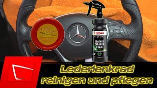 Mercedes Lederlenkrad reinigen und pflegen  Sonax Leather Cleaner Foam und Leder Balsam im Test [upl. by Nauht]