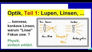 Optik Teil 1 Sammellinsen Zerstreuungslinsen warum quotLinsequot Grundlagen für ein Fernrohr Physik [upl. by Arimihc576]