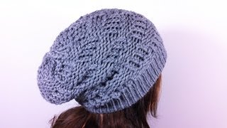 How to Loom Knit a Basket Weave Slouchy Beanie Hat DIY Tutorial [upl. by Trab]