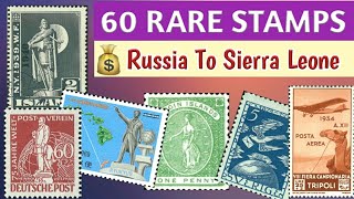 Most Valuable Stamps From Russia To Sierra Leone  60 Rare Postage Stamp Collection [upl. by Hnahym]