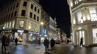 Walk Through Oslo At Night To The Shopping Street [upl. by Marnie]