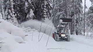 Cab view Snowblowing with Valtra Valmet and Duun TF [upl. by Marx81]