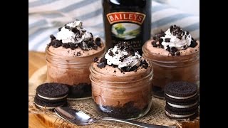 Mini Baileys Chocolate Cheesecake Trifles  Dessert [upl. by Sgninnej]