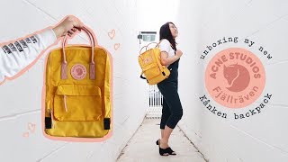 Fjallraven Kanken X Acne Studios Unboxing  Whats In My Carry On Backpack [upl. by Blunk]