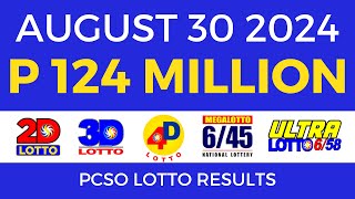 Lotto Result Today 9pm August 30 2024  PCSO Complete [upl. by Gunn]