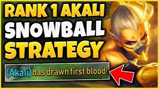 1 AKALI WORLD INSANE FIRST BLOOD STRATEGY GUARANTEED GOLD  League of Legends [upl. by Powell840]