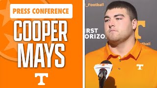 Tennessee football center Cooper Mays talks during Tennessee Vols vs Alabama week I Volquest [upl. by Beitz493]