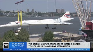 British Airways Concorde jet removed from Intrepid Museum for restoration [upl. by Folger]