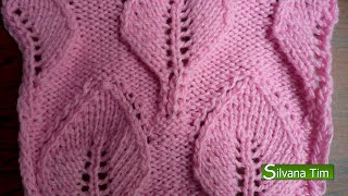 Como tejer PUNTO HOJAS GRANDES Tejido con dos agujas paso a paso  Silvana Tim knitting  59 [upl. by Arik]